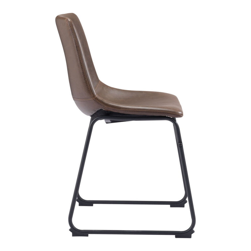 Upholstered Faux Leather Dining Side Chairs (Set of 2) - Espresso / Black