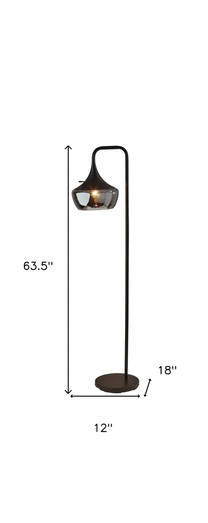Task Floor Lamp With Black Bowl Shade - Black