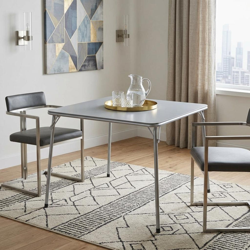 Wood Heavy Duty Plastic And Iron Square Dining Table - Gray