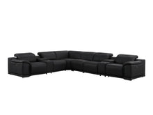 Load image into Gallery viewer, Leather Modular L-Shaped Eight Piece Corner Sectional With Console - Black

