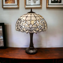 Load image into Gallery viewer, 12" x 21" x 23" Metal Two Light Candlestick Table Lamp With White Shade - Dark Brown
