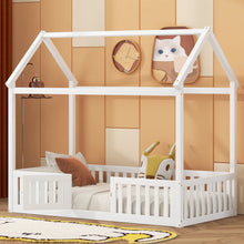 Load image into Gallery viewer, Wood House Bed With Fence And Door
