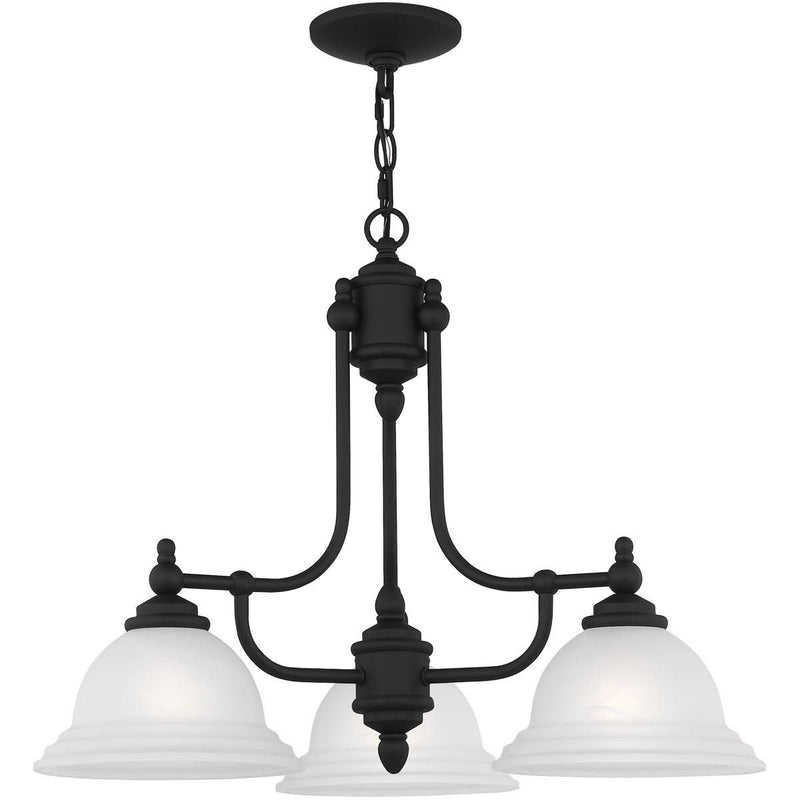 18" Three Light Metal Dimmable Chandelier With Shades - Black