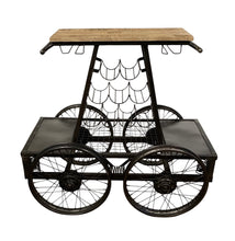 Load image into Gallery viewer, Rustic Rail Car Bar Cart - Black
