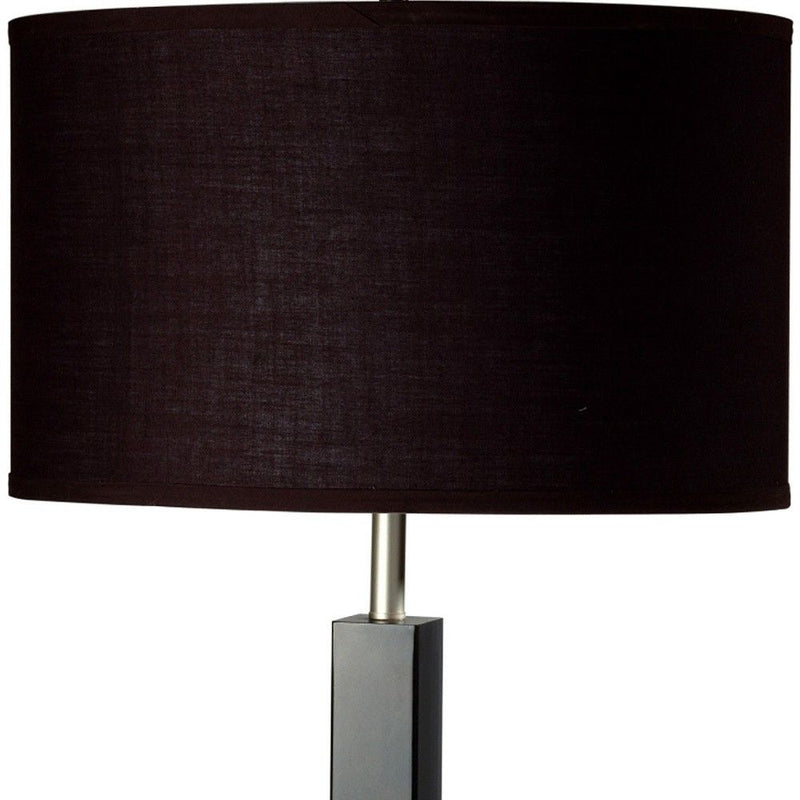 Polyresin Table Lamp With Brown Classic Drum Shade - Black