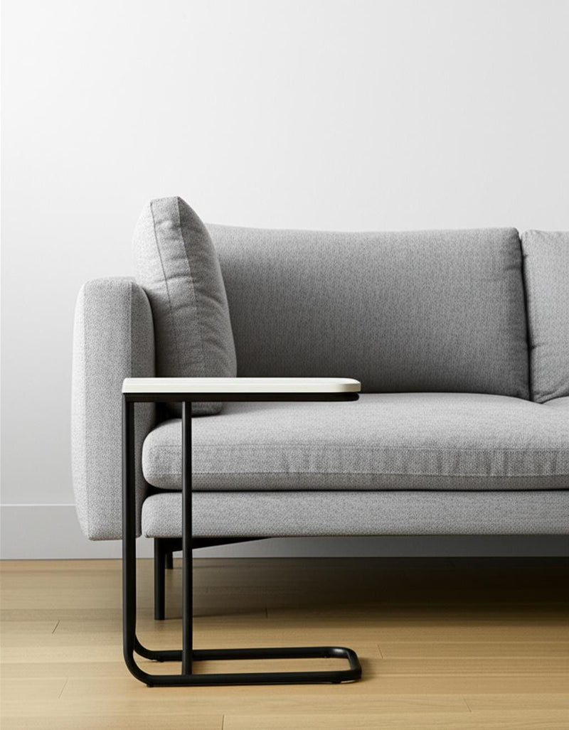 23" Marble And Metal End Table - Black And White