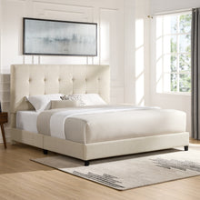 Load image into Gallery viewer, Bridgevine Home King Size Beige Tufted Upholstered Platform Bed
