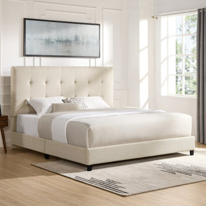 Bridgevine Home King Size Beige Tufted Upholstered Platform Bed