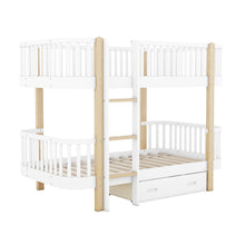 Load image into Gallery viewer, Wood Twin over Twin Bunk Bed with Fence Guardrail and a Big Drawer, White
