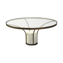 Load image into Gallery viewer, Glass And Stone Round Coffee Table - Clear And White And Gold
