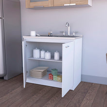 Load image into Gallery viewer, Stainless Steel Accent Cabinet With Two Shelves - White
