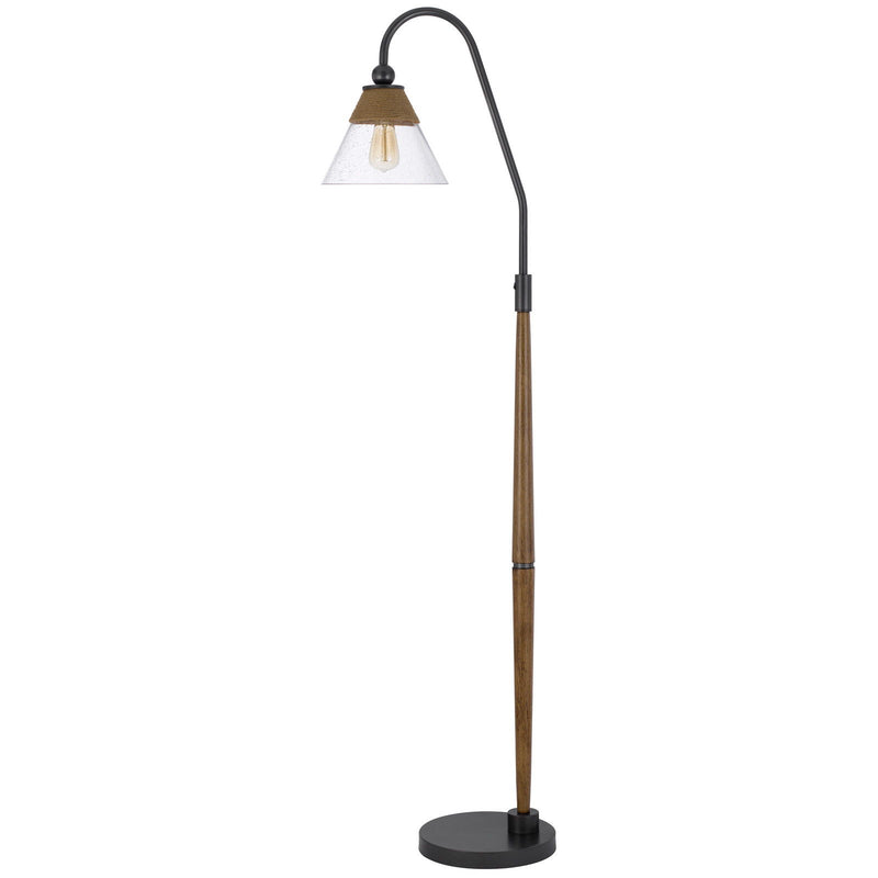 Traditional Shaped Floor Lamp With Clear Transparent Glass Empire Shade - Brown