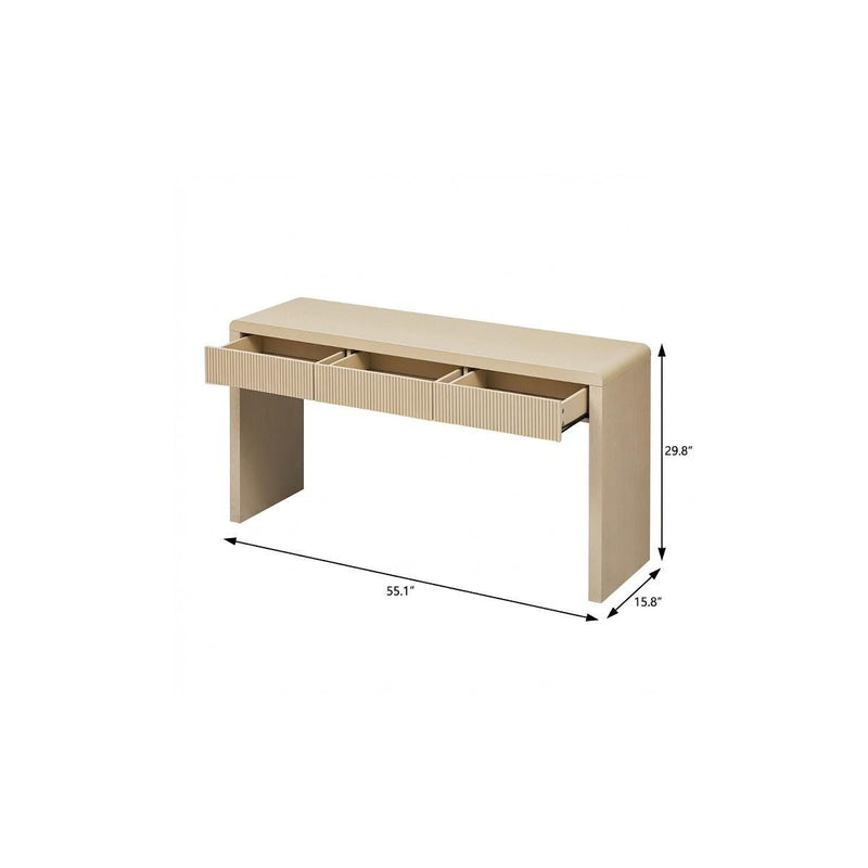 Double Pedestal Console Table With Three Drawers - Apricot