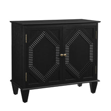 Load image into Gallery viewer, Wood Carved Geometric Accent Cabinet With Two Doors - Black
