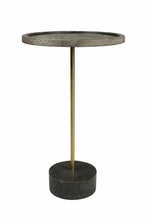 Load image into Gallery viewer, 26" Solid Wood And Marble Round End Table - Black And Brown
