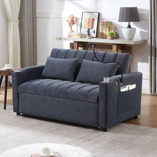 Load image into Gallery viewer, Convertible Sofa Bed Loveseat Sofa With Three USB Ports, Two Side Pockets, Two Cup Holders And 360° swivel Phone Holder For Living Room
