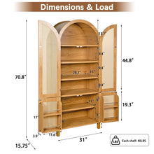 Load image into Gallery viewer, Tall Arched Cabinet With Rattan Doors &amp; Adjustable Shelves
