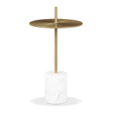 Load image into Gallery viewer, Marble Round Block End Table - Gold / White
