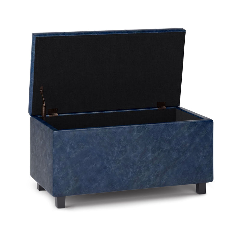34" Upholstery Storage Ottoman - Dark Brown / Denim Blue