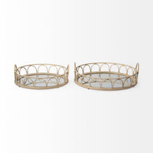 Load image into Gallery viewer, Round Wood Indoor Outdoor Vanity Tray With Handles (Set of 2) - Brown
