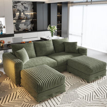 Load image into Gallery viewer, Convertible Deep Seat Sofa With Soft Pillows And Ottomans
