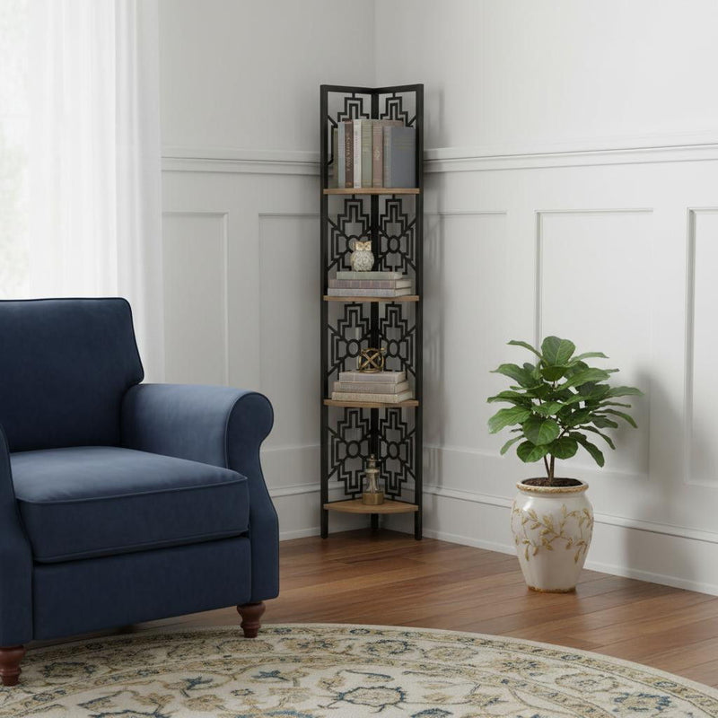 Four Tier Corner Bookcase (376534) - Taupe