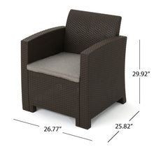 Load image into Gallery viewer, Outdoor Brown Faux Wicker Club Chairs with Mixed Beige Water Resistant Cushions
