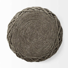 Load image into Gallery viewer, Wool Cylindrical Pouf With Diamond Pattern - Brown
