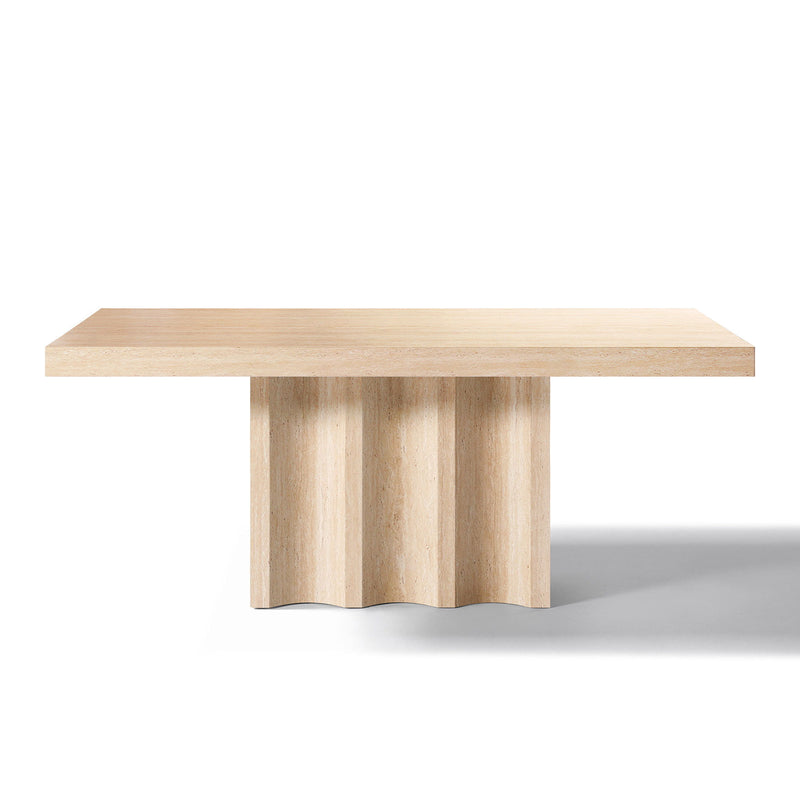 Stone Pedestal Base Dining Table - Beige