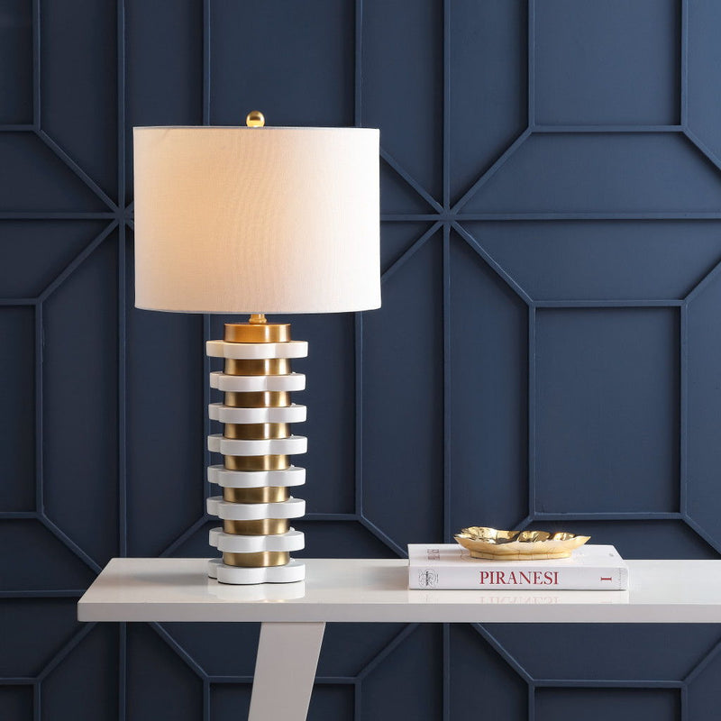 27" Novelty Table Lamp LED With Drum Shade - Brass