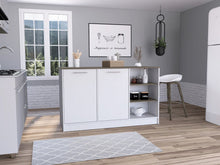Load image into Gallery viewer, 59" Island For Kitchen With Storage - Brown / White
