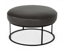 Load image into Gallery viewer, Faux Leather Ottoman - Gray / Black
