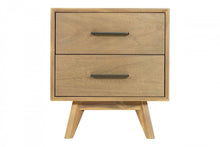 Load image into Gallery viewer, Contemporary Nightstand With Two Drawers - Natural Light Mocha
