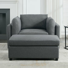 Load image into Gallery viewer, Wide Modern Oversized Armchair With Ottoman Stool, Single Sofa With Lumbar Support, Accent Chair
