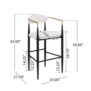 Barstools (Set of 2), Counter Height Upholstered Bar Stools With Backs And Iron Legs For Kitchen Island - Beige