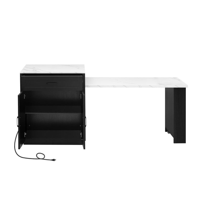 Brown And Wood Flat Door Kitchen Cart - Black