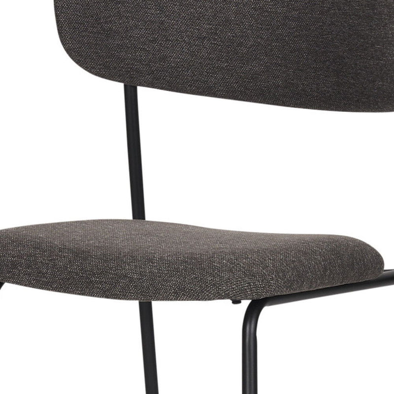 Upholstered Fabric Metal Open Back Dining Side Chair - Black
