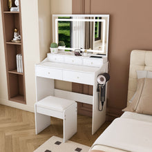 Load image into Gallery viewer, Wood Mirrored Five Drawer Vanity Table Lights - White
