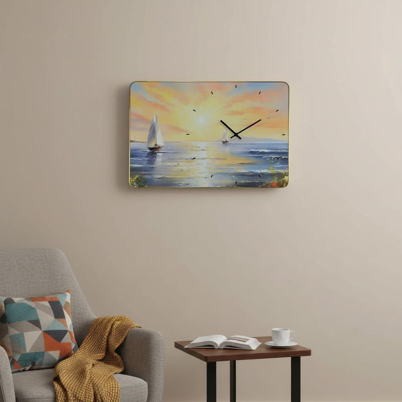 Silent Analog Wall Clock (626576) - Yellow / Blue / Orange