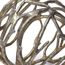 Load image into Gallery viewer, Tree Branch Orb Tabletop Sculpture - Antiqued Gold / Rust
