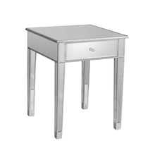 Load image into Gallery viewer, Reflective Glass Square End Table With Drawer - Silver
