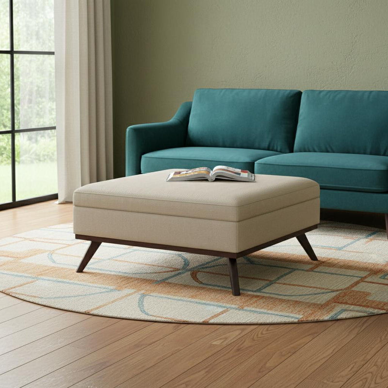 40" Fabric Cocktail Ottoman With Storage - Brown