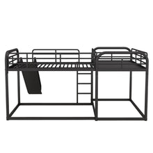 Load image into Gallery viewer, Full and Twin Size L-Shaped Bunk Bed with Slide and Short Ladder, Black
