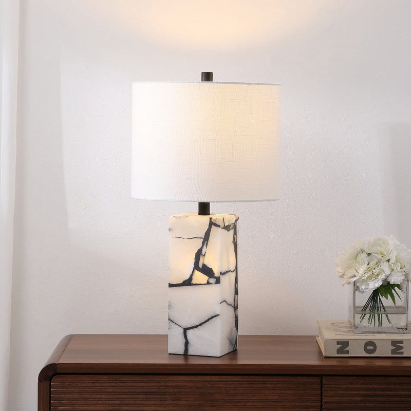 Table Lamp With Drum Shade - White / Black