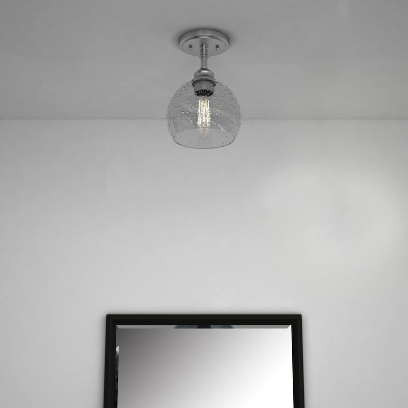 Shaded Metal Dimmable Flush Chandelier With Shades - Nickel