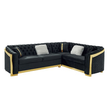 Load image into Gallery viewer, L Shaped Chesterfield Sectional Sofa With Stainless Steel Accents

