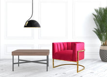 Load image into Gallery viewer, Glam Channel Tufted Velvet Accent Chair - Pink / Gold
