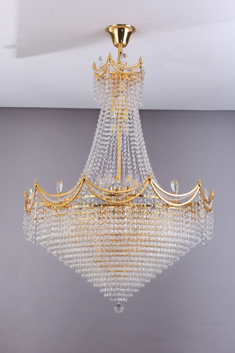 Empire Multi Light Crystal Metal Dimmable Chandelier - Clear / Gold