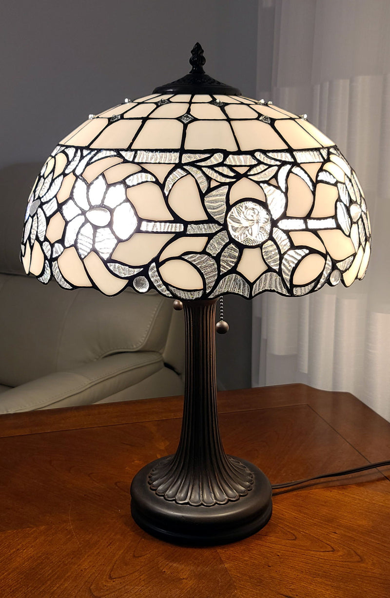 Metal Two Light Candlestick Vintage Look Table Lamp With White Shade - Dark Brown