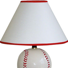 Load image into Gallery viewer, Ceramic Baseball Sports Table Lamp With White And Red Empire Shade - White And Red
